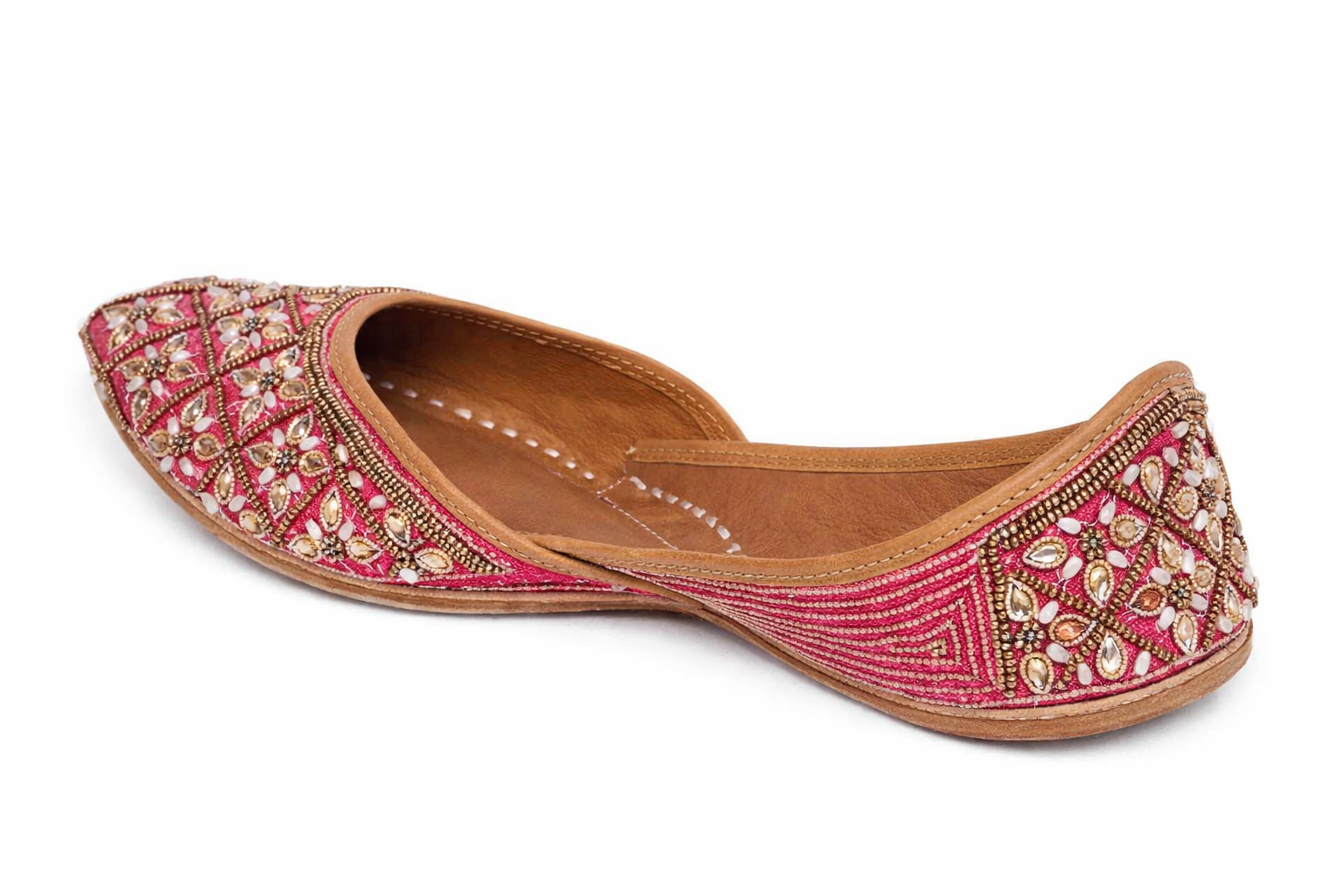 Vibrant Pink Handcrafted Embroidered Jutti - Image 3